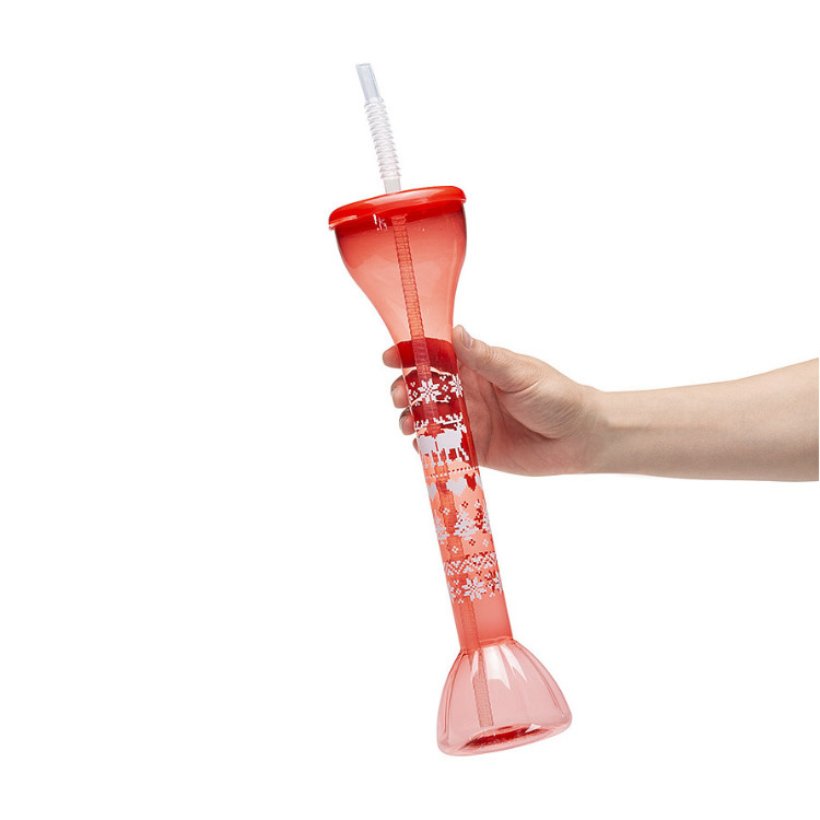 PET Party Yard Cups With Lids And Straws Luau Plastic Yard Glasses For Party Event