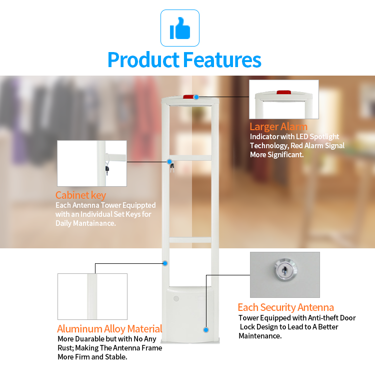 Retail Commodity EAS System Anti theft Shop Alarm Shops Security Gate 8.2mhz EAS Security System Retail Store EAS Sensor Device