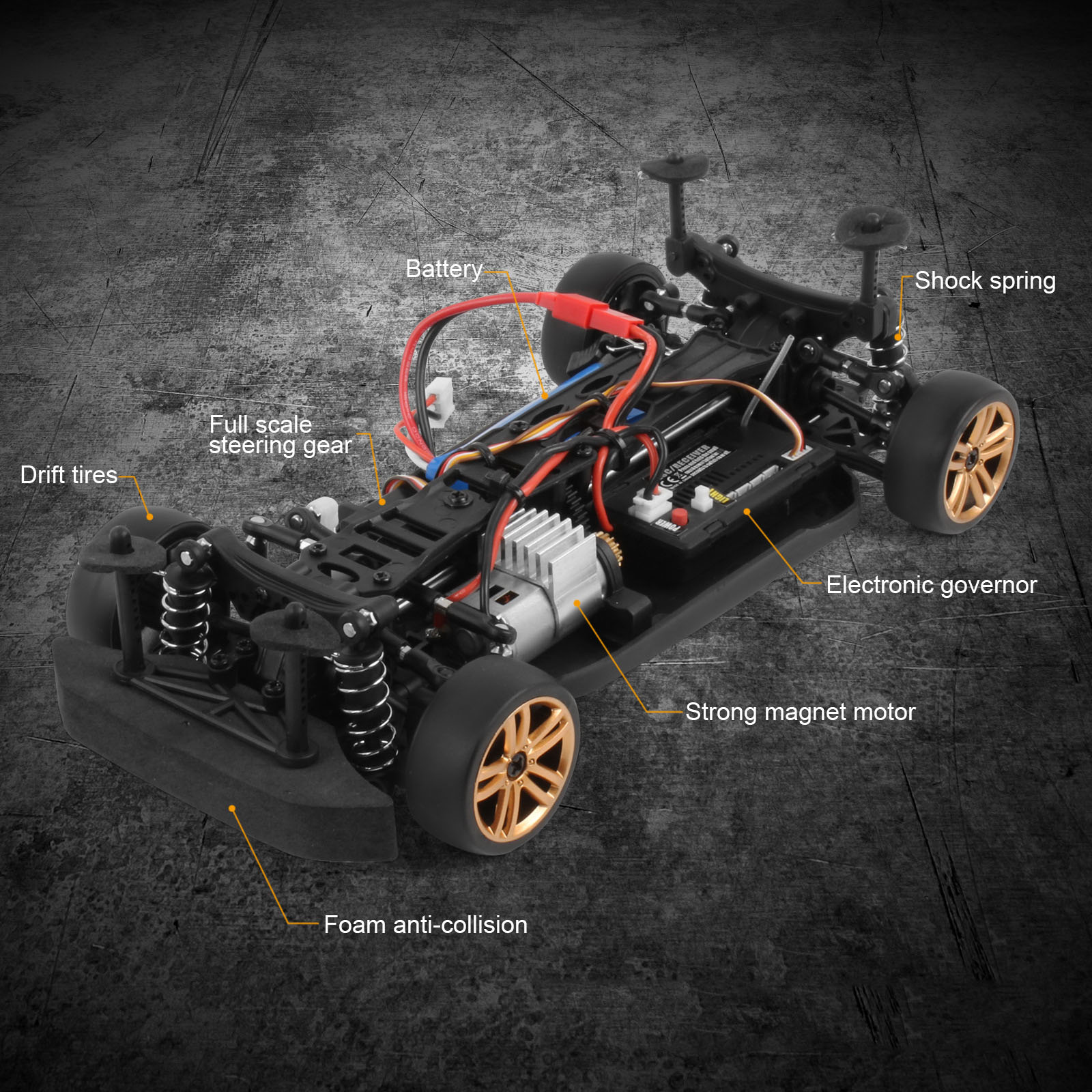 1/18 Four-Wheel Drive Plastic Remote Control Car 2.4G for Children RC Racing Electric Toy