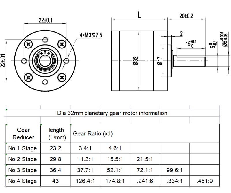 32mm Planetary Gearbox Reducer , Tubular DC Metal Gear Motor