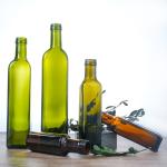 Green Color Clear Glass Square Round Olive Oil Bottles 125 Ml 250 Ml 500 Ml 750