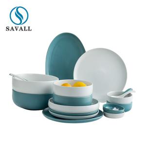 China Savall White Blue Ceramic Dinner Set Round Oval Porcelain Table Set wholesale