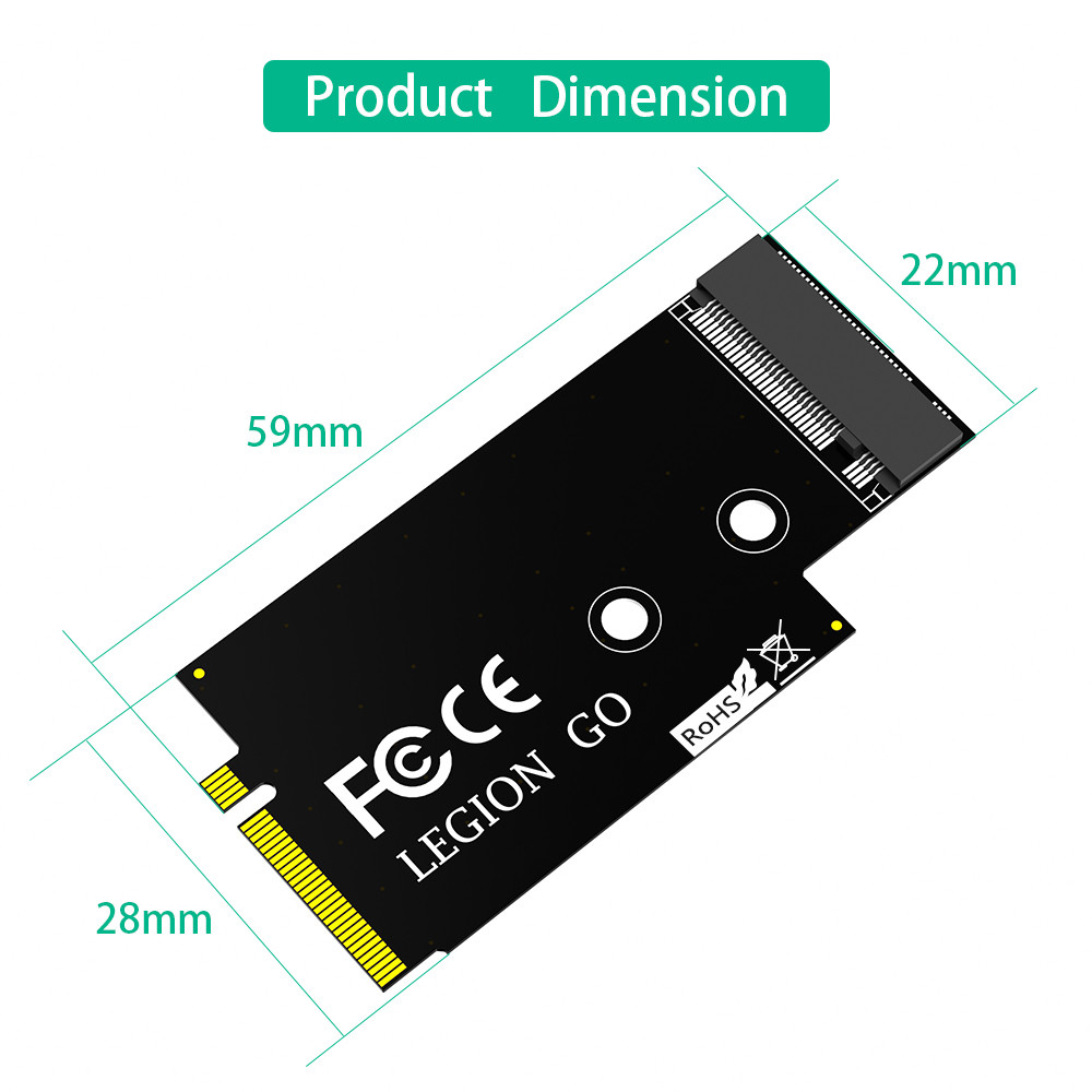 NGFF M.2 Key-M PCI-E 4.0 M2 NVME SSD Converter Adapter Card For Lenovo Legion Go Handheld Conversion