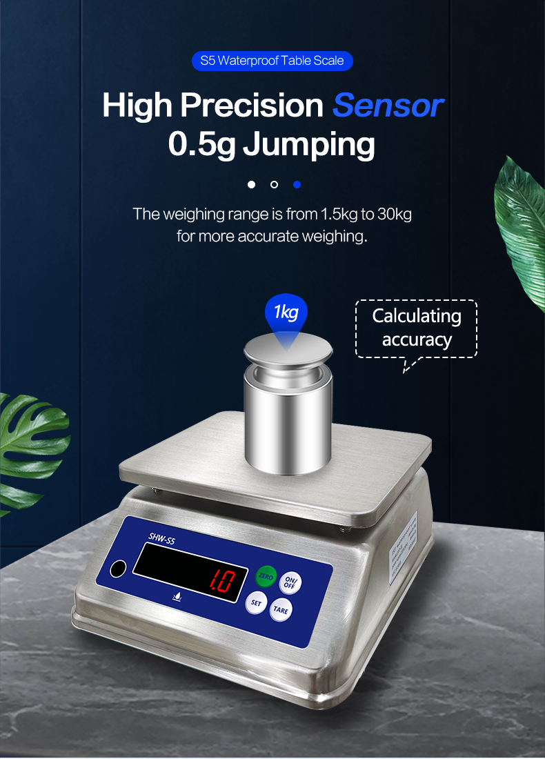 15kg S5 Double Screen Stainless Steel Waterproof Table Electronic Scale for -10 C-40 C