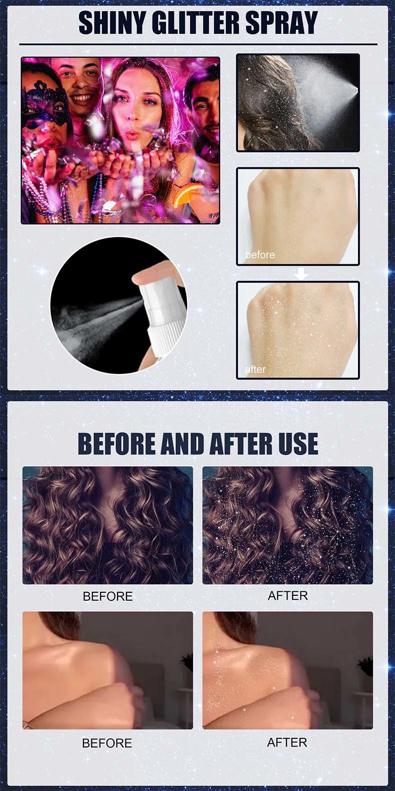 Party Glitter Spray Instant Hair Color Spray For Parties Festivals OEM Accpected