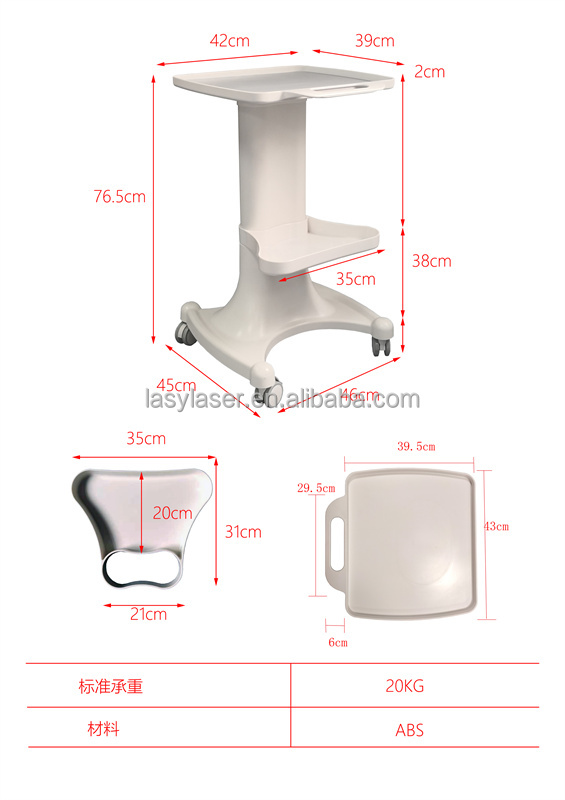 ABS 4 Wheels Beauty Salon Trolley20kg On Wheels Placing Beauty Things