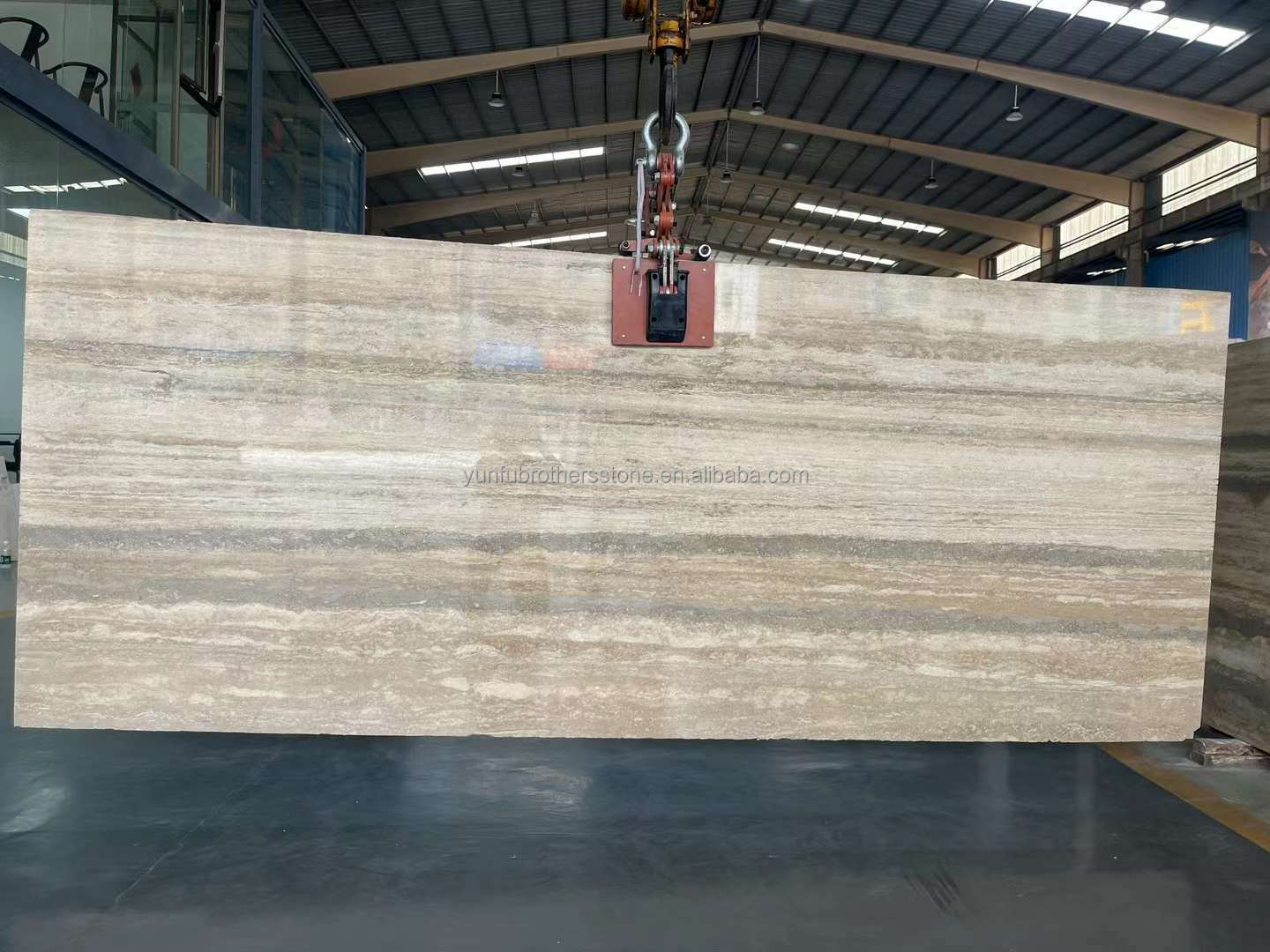 12x24 Inch Size Grey Veins Beige Travertine Floor Slab at Good in Modern Design Style
