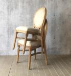 stakable Oak wood finish Linen fabric upholstery arm chair/wooden dining chair