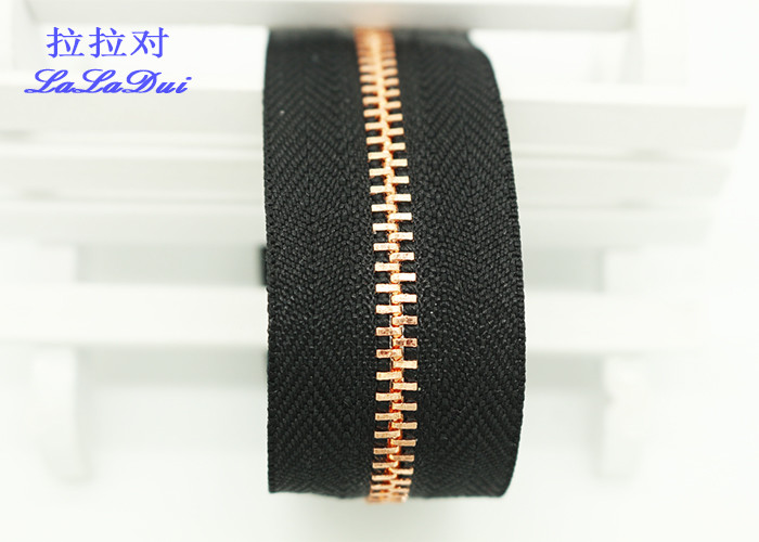 Semi Auto Lock Metal Open Ended Zips , Antique Copper Teeth Double Ended Zips For Coats