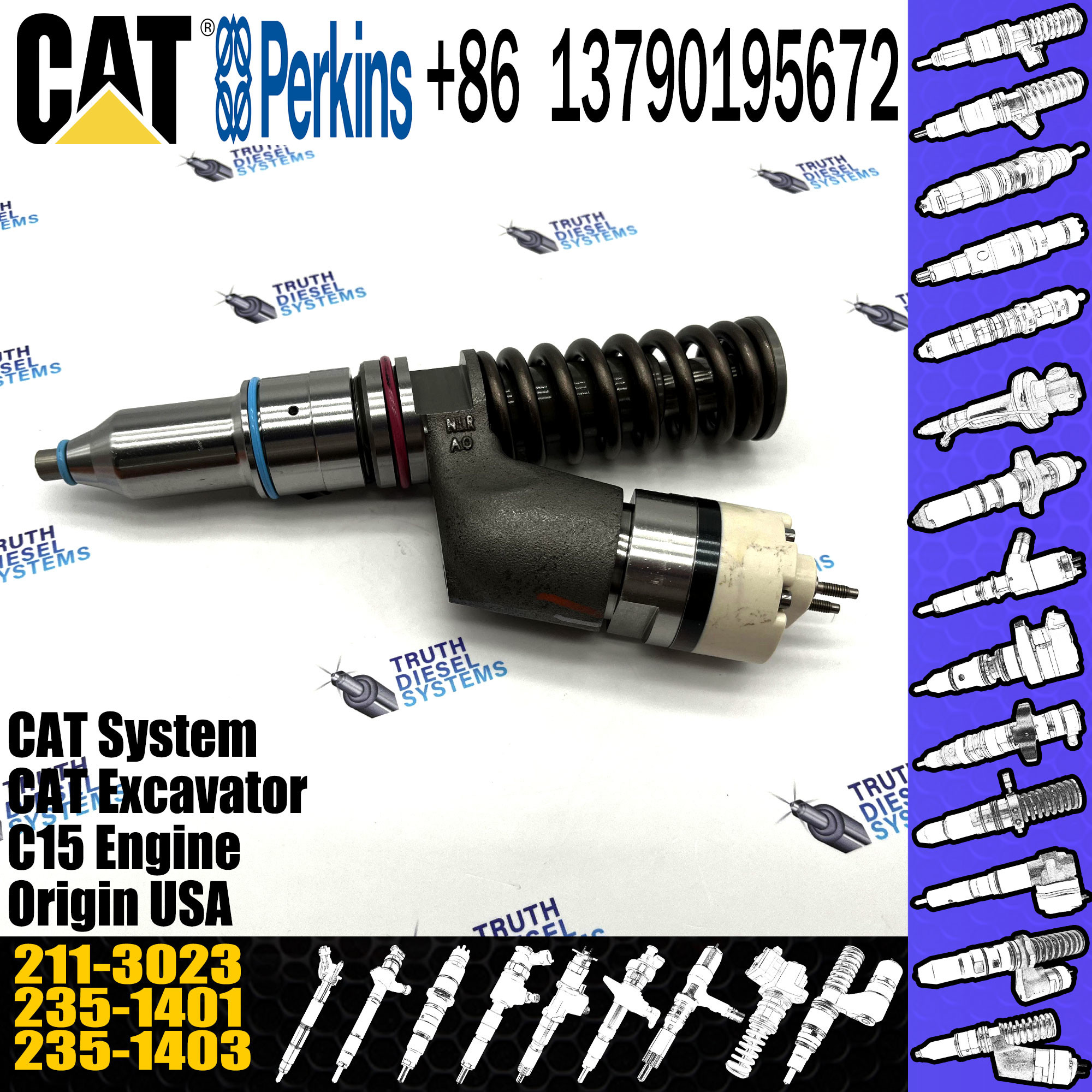 3406E Diesel Injector Parts 10R8501 High Performance Fuel Injectors