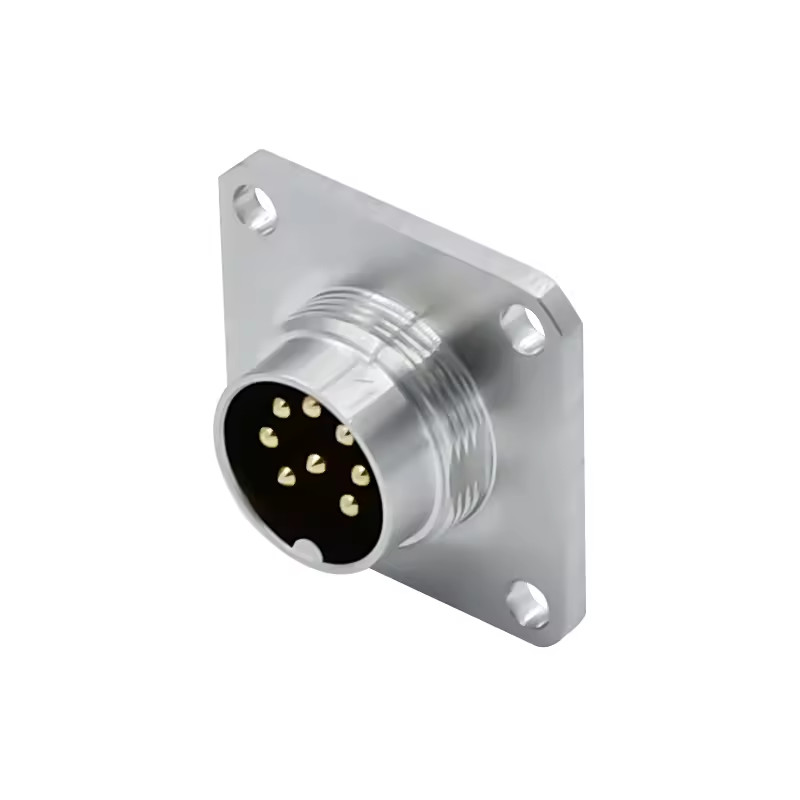 M16 IP67/68 Waterproof Metal Round Micro Straight PCB Rear Mount Connector 4-12 Pin Square Male/Female Plug Connector