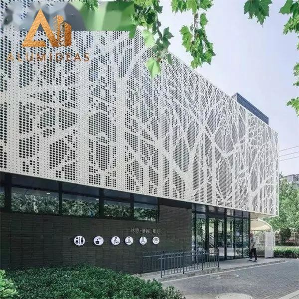 Perforated metal panel facade