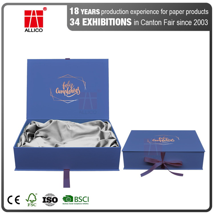 Recycled 128-250gram Clothing Dress Gift Boxes Satin Silk Insert Magnetic