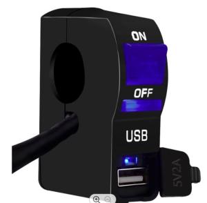 China Handlebar Motorcycle Charging Port With Lamp 5V 2A USB Charger wholesale