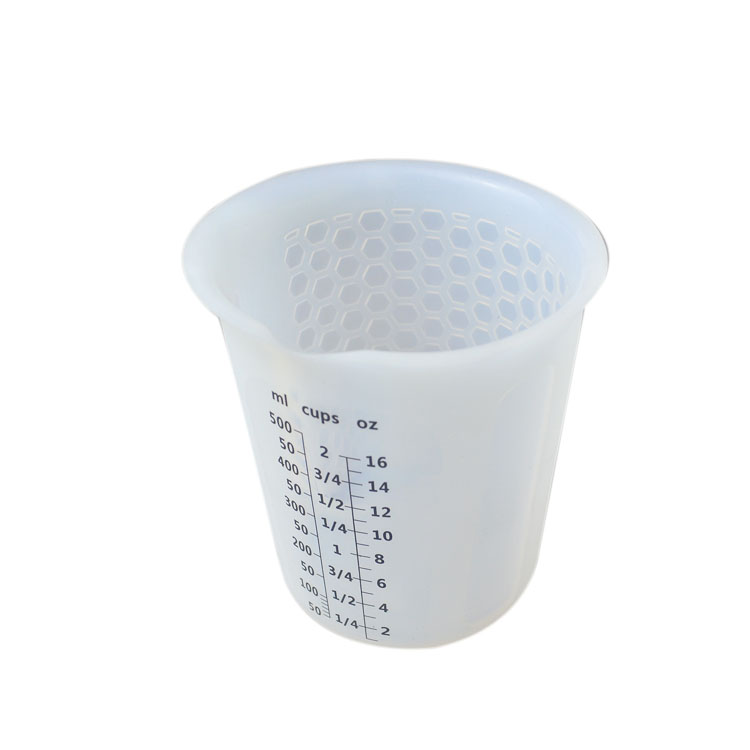 Heat Resistant Silicone Kitchen Tool Measuring Cups 500ml 16oz Custom Scale