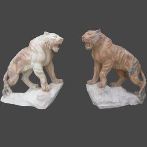 China Outdoor stone carving garden marble tiger sculpture, china stone sculpture supplier wholesale
