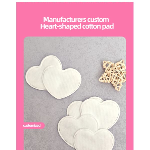 OEM Eco Friendly Heart Shaped Cotton Pads Disposable Biodegradable Makeup Remover Pads