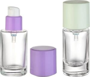 China Customized Glass foundation bottle 30ml with over cap wholesale
