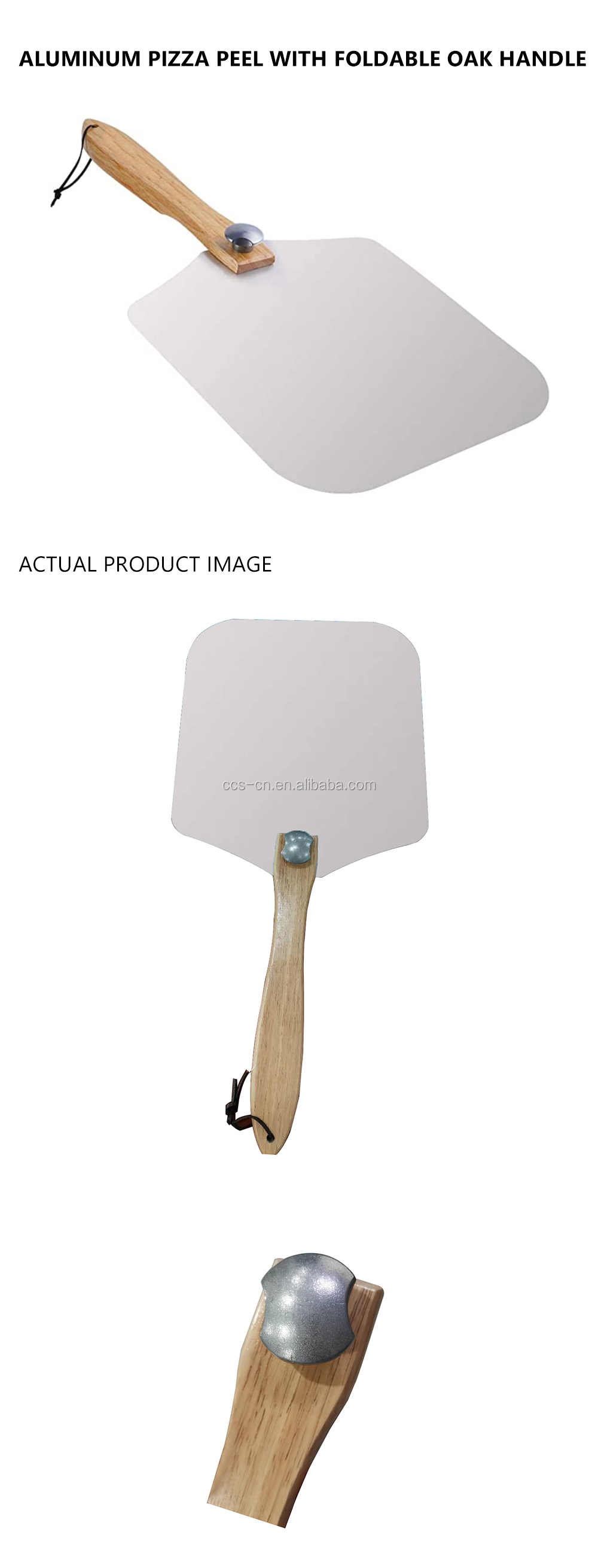 12"X14"X25'' Pizza Tools Turning Pizza Peel Aluminum Pizza Peel With Foldable Oaken Handle
