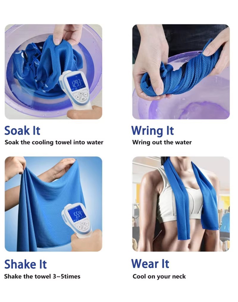 Custom Logo Sublimation Printed Quick Dry Microfiber Cooling Towel for Instant Cooling Sports Towel