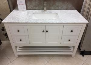 China Rectangle Sink White Marble Bathroom Countertops With Cabinet , 36 Inch Wide wholesale