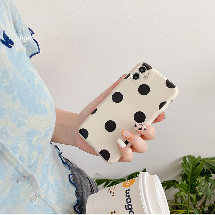 Iphone 12 Shockproof Phone Case Liquid Silicone Polka Dot Patterns Anti-Knock