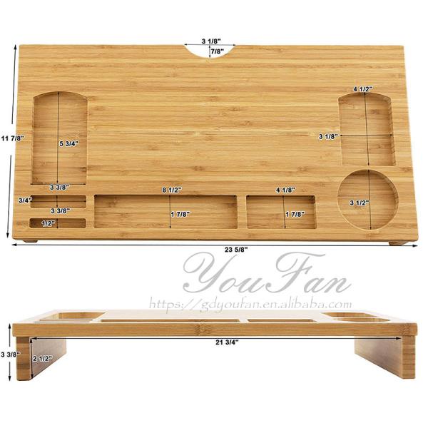 Laptop Stand Desktop Container Bamboo Monitor Stand Riser