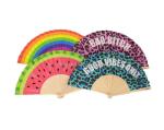 Cherry Fancy Cloth Wooden Customized Hand Fans Spanish Personalised 23CM