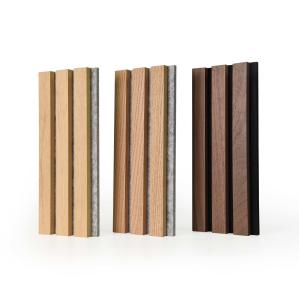 China 2400mm Natural Oak Acoustic Slat Wood Wall Panels With Black Grey Felt Backing wholesale