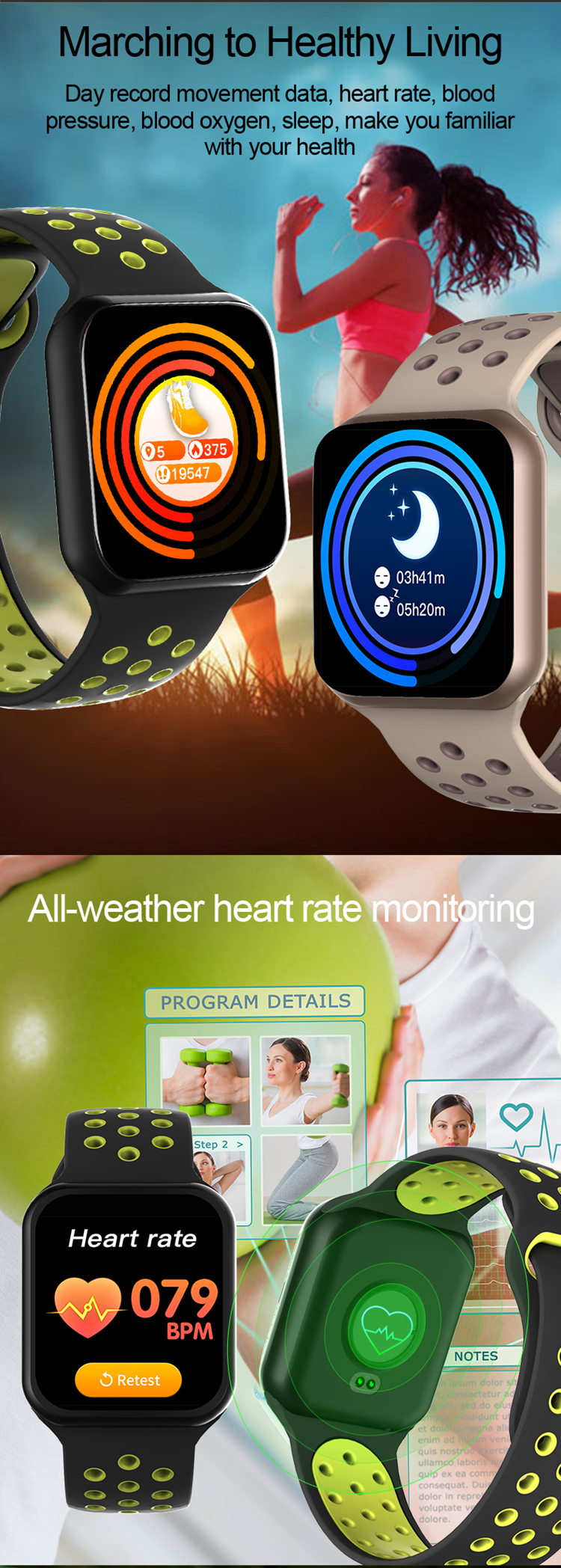 F8 1.54Inch Kids Waterproof Smartwatch Sport Pedometer Full Touch Wrist Watch For Iphone