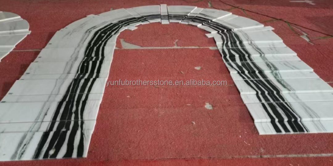 Polished Step Stairs Boards in Modern Panda White Marble for Home and Hotel Design