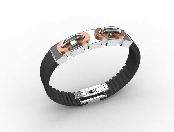 Top Quality Europe Fashion Stainless Steel Genuine Leather Silicone Bangle
