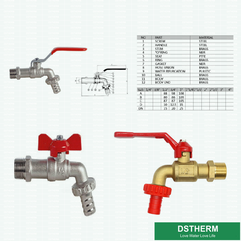 New Design Original Brass Color Garden Tap Brass Bibcock Valve Water Tap Brass Faucet