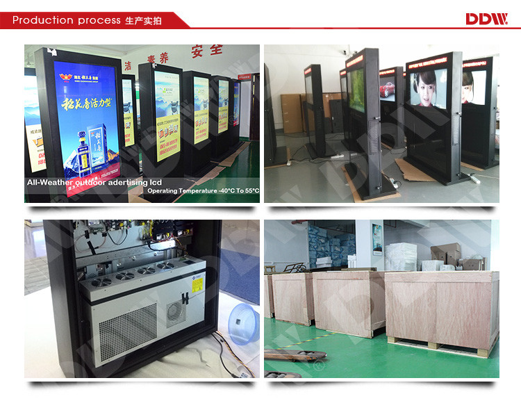 2000 Nits 55" Floor Standing Outdoor Digital Signage Kiosk With Fan Cooling System