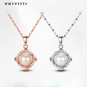 China 45.5cm Christmas 8g Sterling Silver Jewelry Necklaces 14K 28mm Pearl Diamond Necklace wholesale