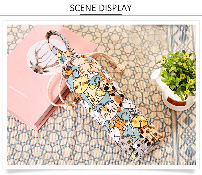 Drawstring Vintage Flower Printing Cotton Glass Wine Bottle Sleeve