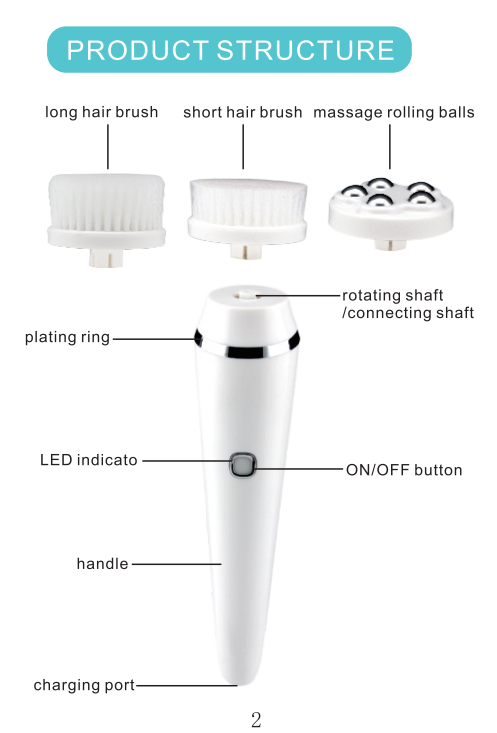 300 MAH Rechargeable Facial Cleansing Brush , Spin Brush Face Cleanser