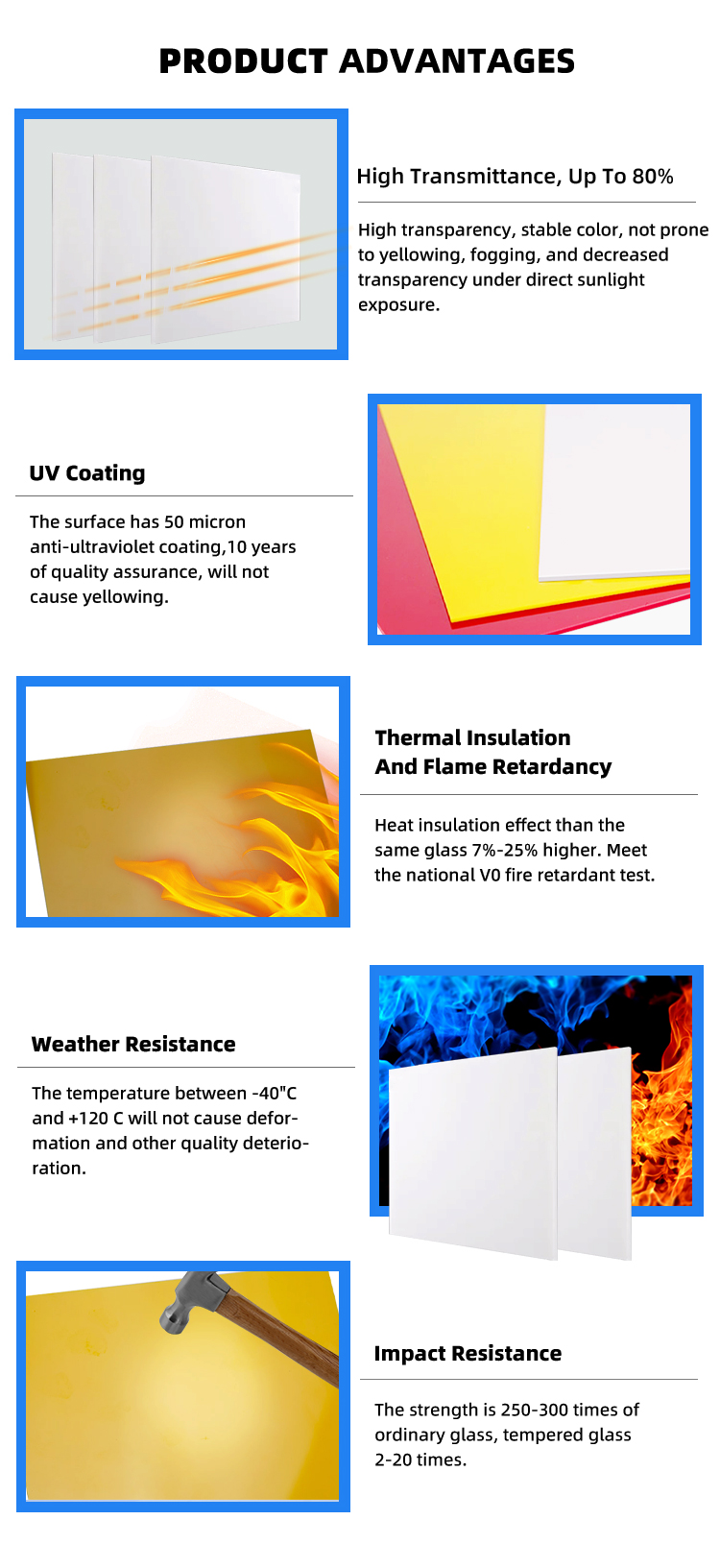 High Transparency Light Diffusion Polycarbonate Sheet Customized PC Solid Sheet