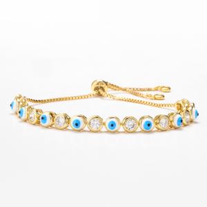 China Women Girls 24k Gold Bracelet Drop Oil Evil Eyes Zricon Link Chain Bangle Bracelet wholesale
