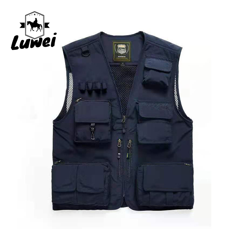 High Quality Breathable Mesh Outdoor Multi-pocket Utility Men's Vests Men's Zipper Fishing Vest Waistcoat For Men
