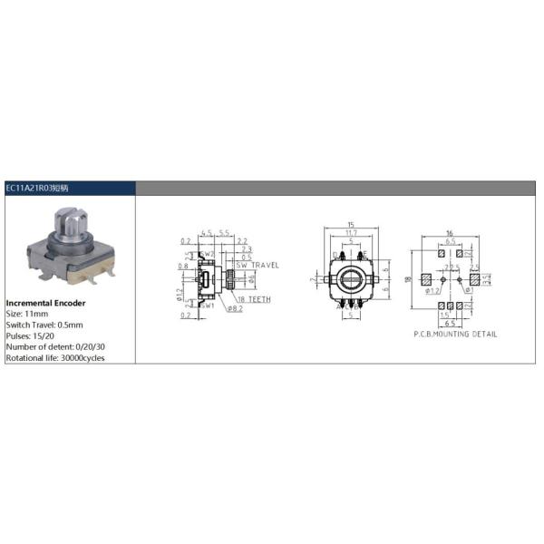 Short Handle Encode 11cm Short Shaft Metal Encoder with Push Switch
