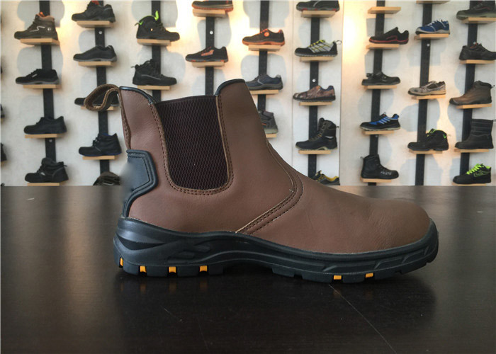 Elastic Collar Steel Toe Waterproof Work Boots Anti Slipping Without Zipper