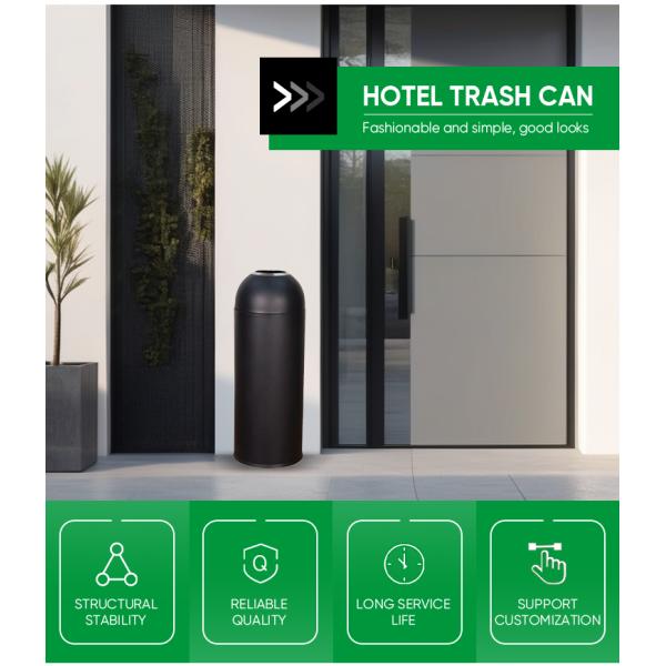 Manufacture Quality Bullet Lid Open Top Standing Garbage Can Stainless Steel Hotel Waste Bin