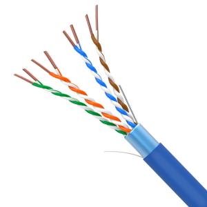 China 100MHz Cat5e FTP 24AWG Solid 100% Copper Blue High Speed Internet Cable 1000FT wholesale