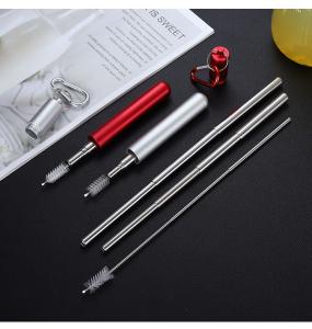 China Adjustable Reusable Stainless Steel Straws With Case Party Wedding Use wholesale