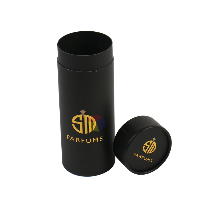 Matte Black Cylinder Tube Perfume Essential Oil Paper Packaging Box Custom Order Accepted