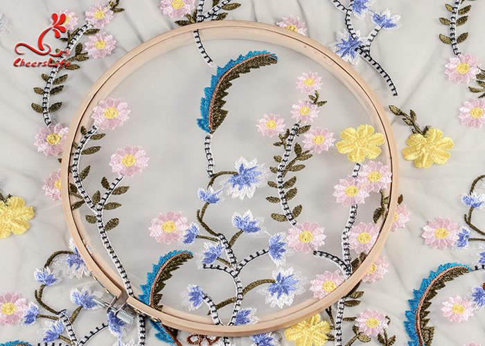 Guipure Multi - Color Embroidered Lace Fabric 130CM Width For Apparel