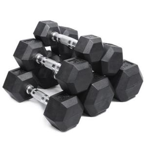 China 15kg Unisex Hexagon Rubber Dumbbells Non Toxic Customized wholesale