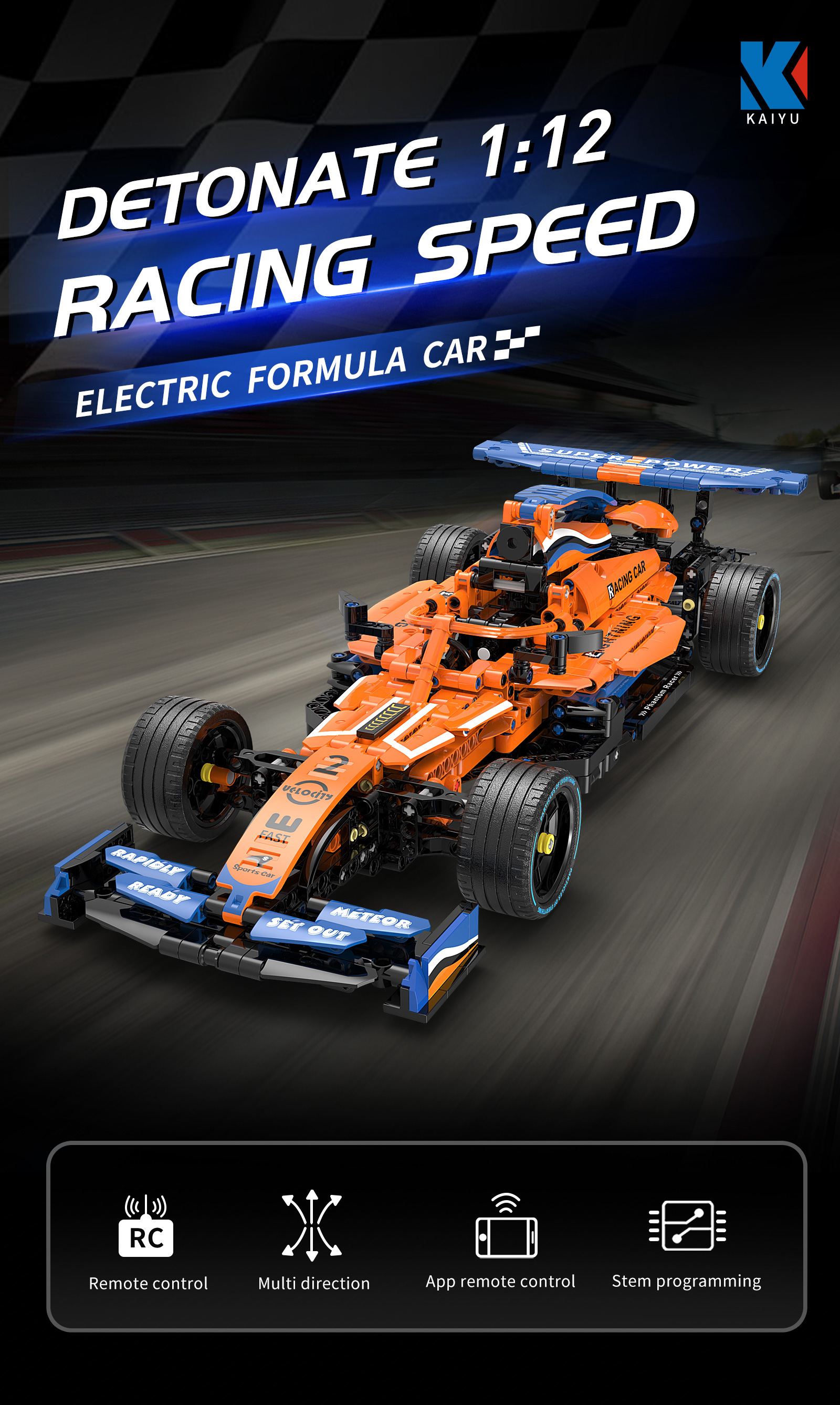 State of Assembly Ready-to-Go 2.4G Race Building Blocks for Formula Car Speed Racing