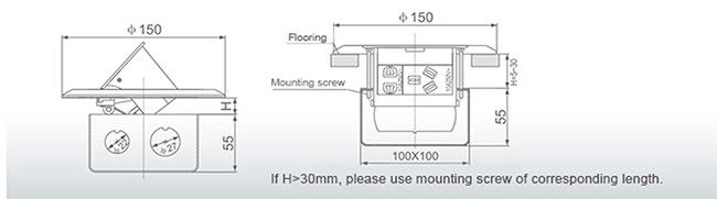 Round Shape 20A Waterproof Floor Outlet Box Golden Top UL / CUL Rated